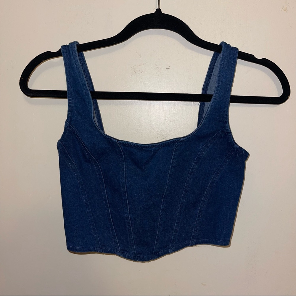 Superdown Denim Blue corset top